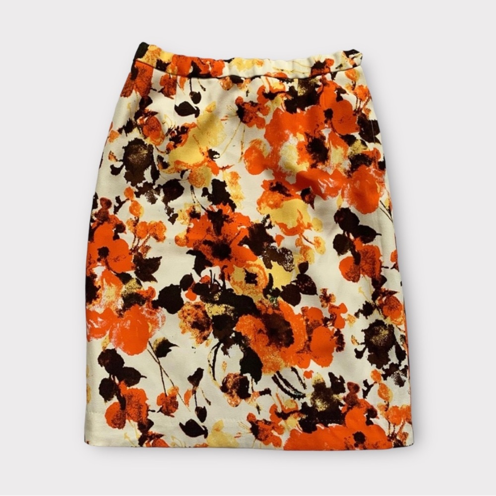 Vintage 60s Handmade Floral Pencil Skirt